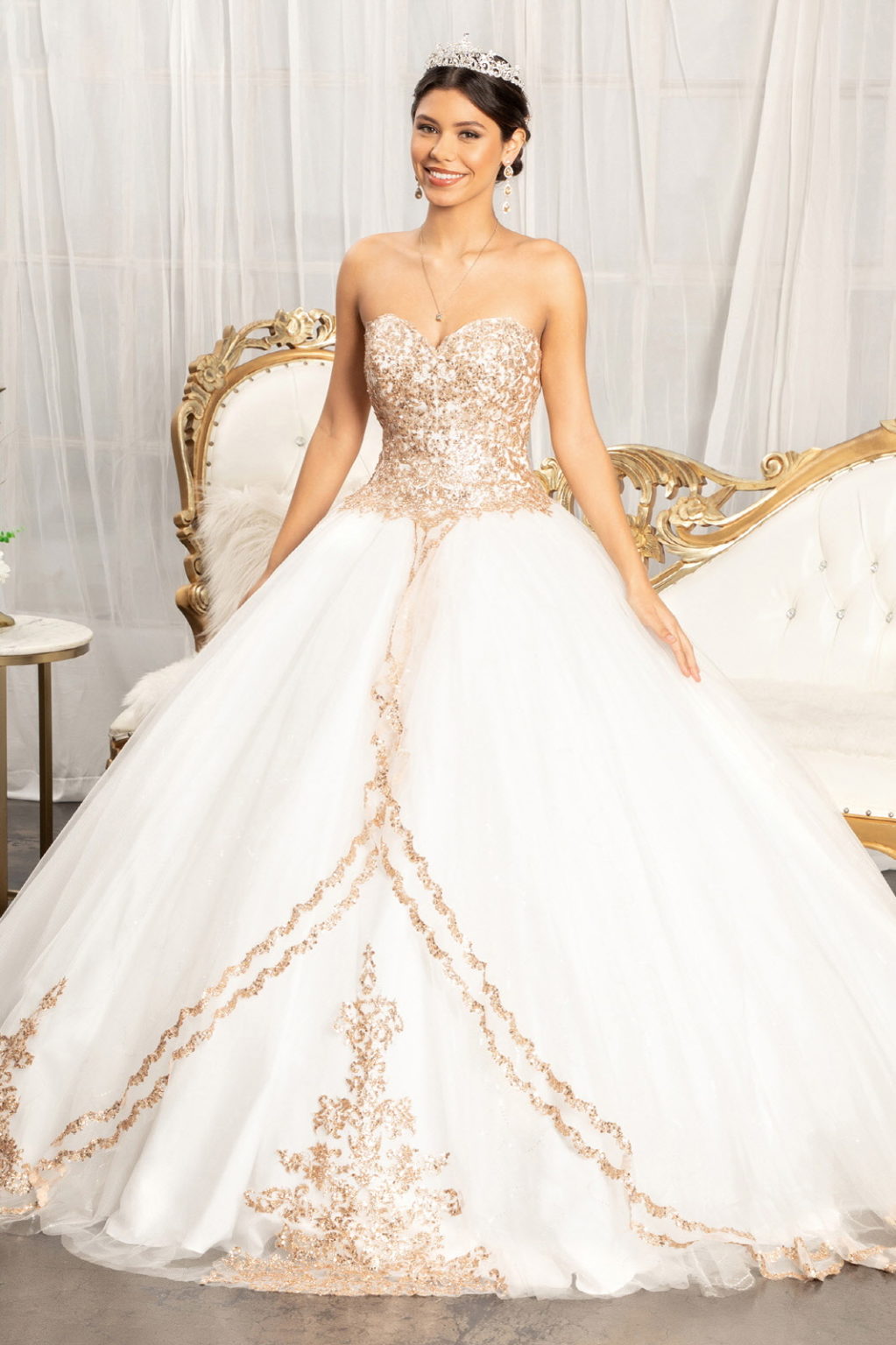 Sequin and Glitter Embellished Sweetheart Quinceanera Dress