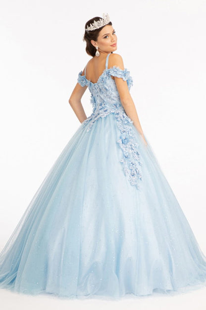 Embroidery and 3D Floral Applique Embellished Sweetheart Quinceanera Dress