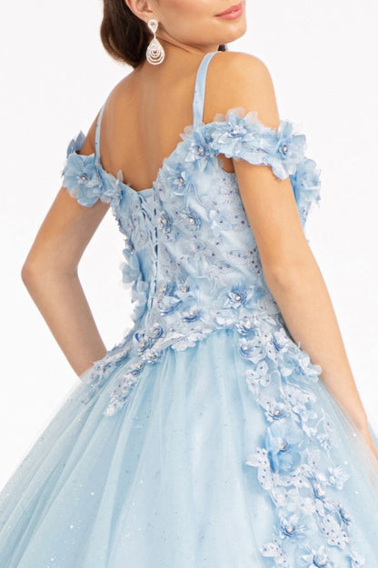 Embroidery and 3D Floral Applique Embellished Sweetheart Quinceanera Dress