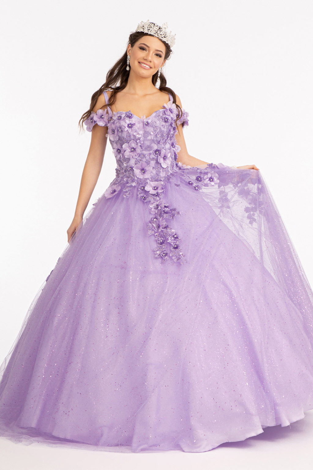 Embroidery and 3D Floral Applique Embellished Sweetheart Quinceanera Dress