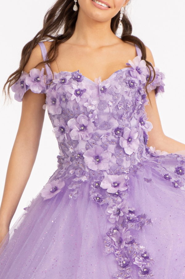 Embroidery and 3D Floral Applique Embellished Sweetheart Quinceanera Dress