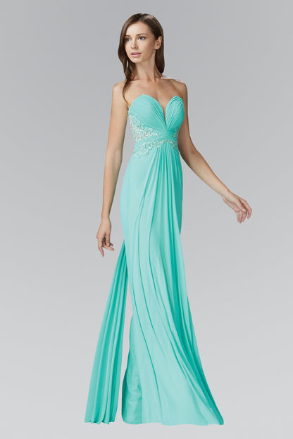 Strapless Sweetheart Soft Mesh Long Dress with Sheer Back