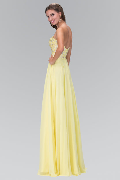 Strapless Chiffon Long Dress with Sweetheart Neckline