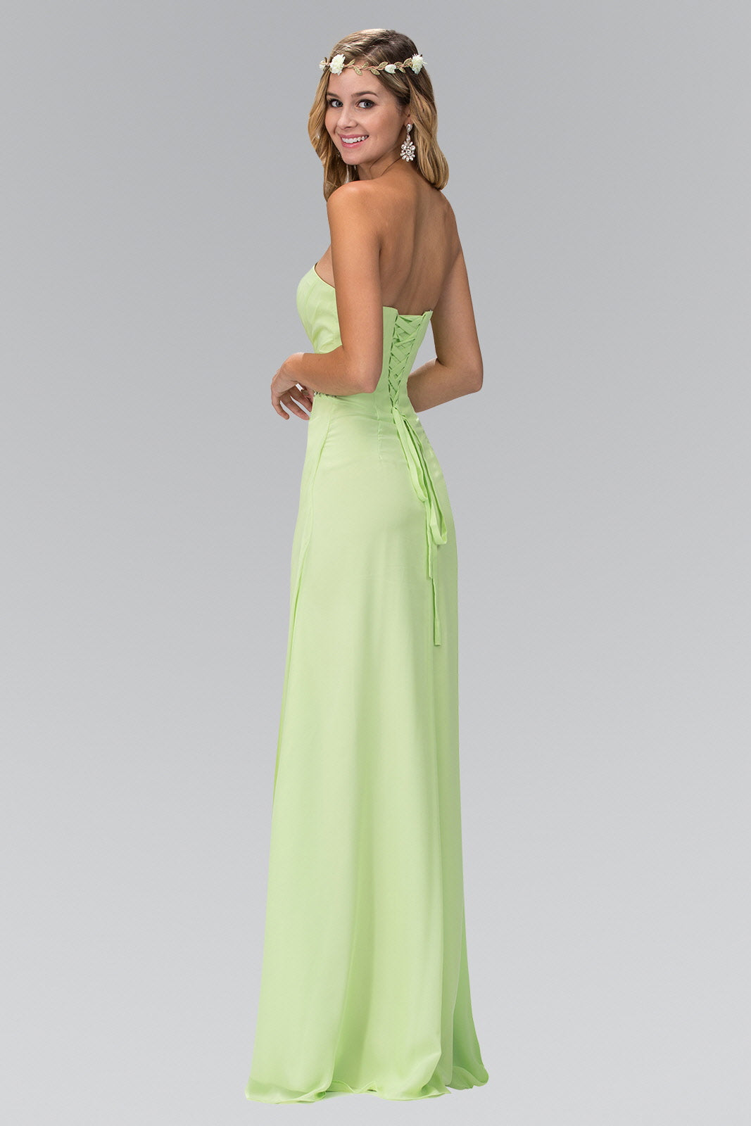 Strapless Sweetheart Long Dress with Pleated Bodice