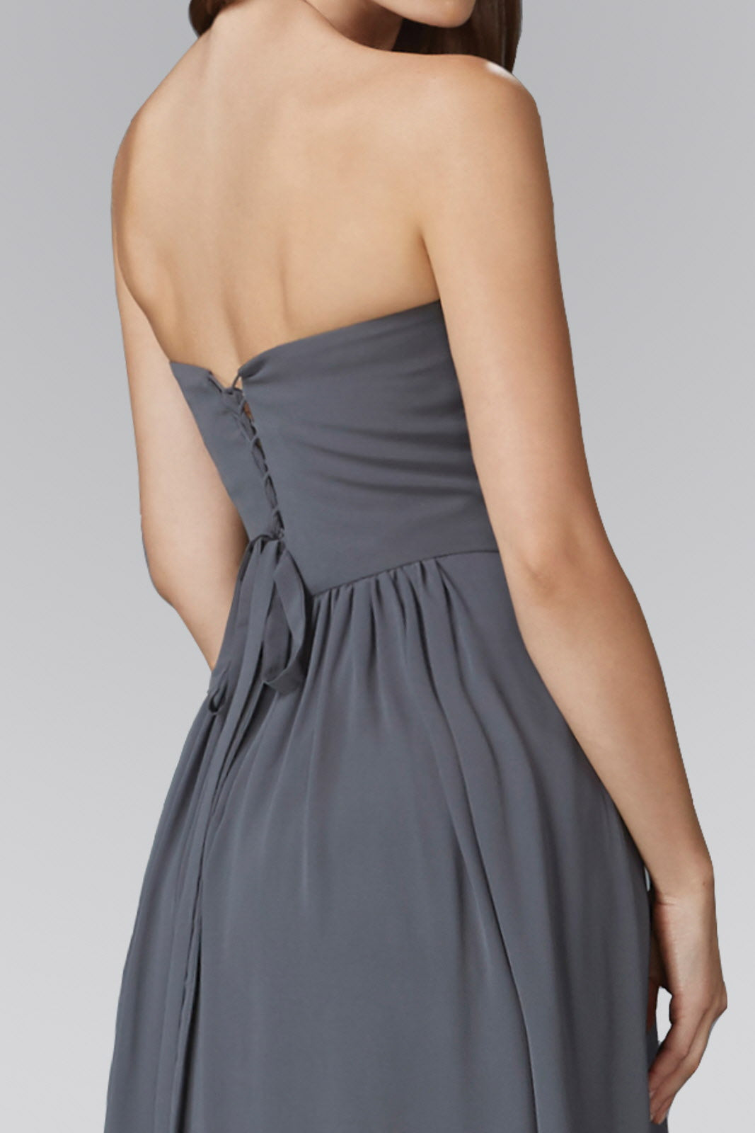 Strapless Sweetheart Floor Length Dress with Corset Back and Jewel Detailing