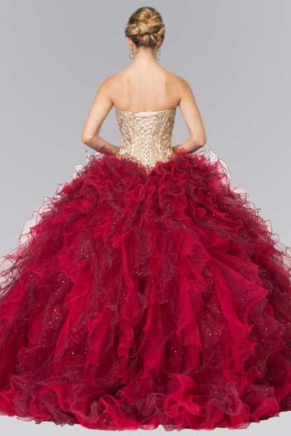 Beads Embellished Embroidery Tulle Ruffled Quinceanera Dress with Bolero