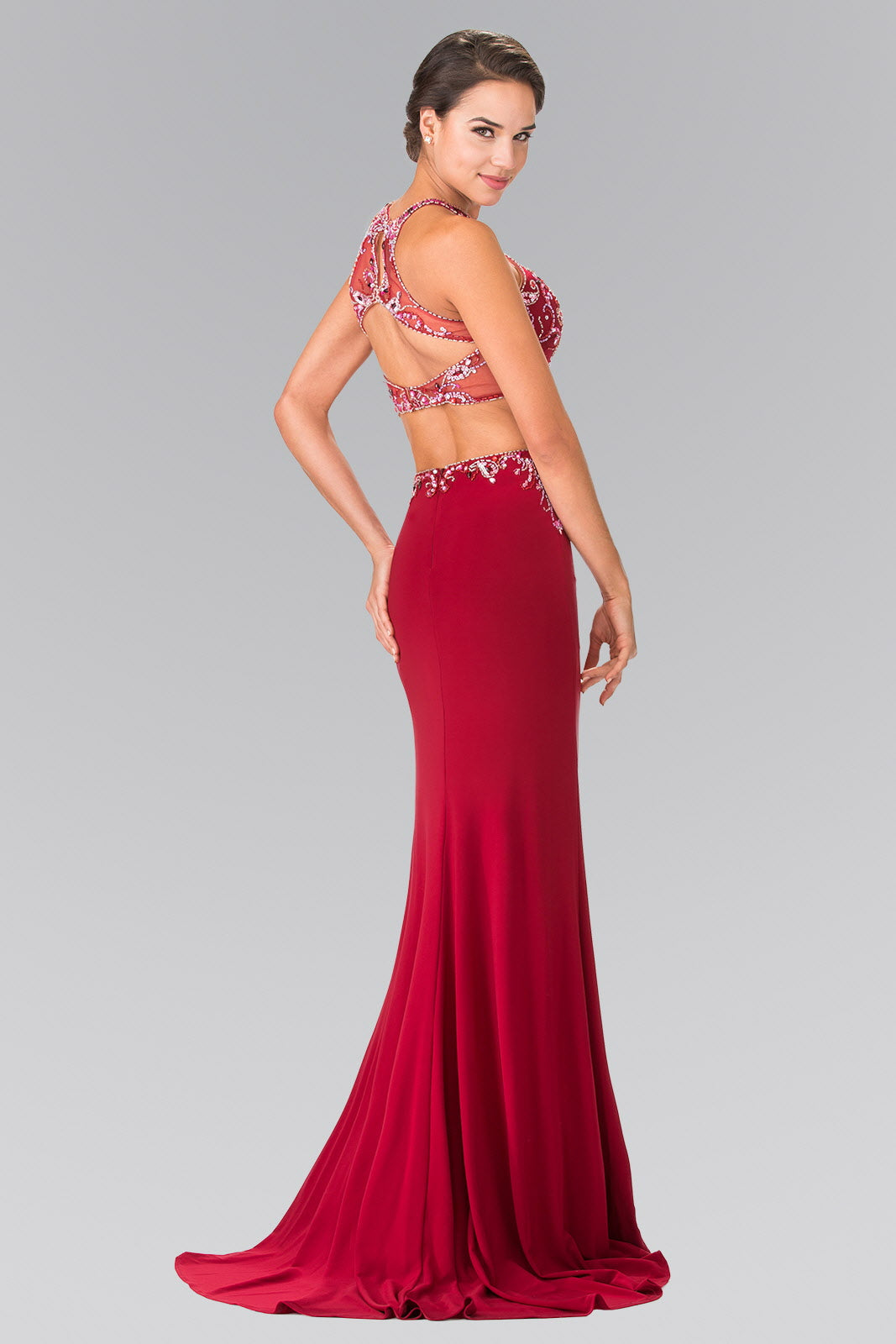 Beaded Two-Piece Dress with Cut-Out Back