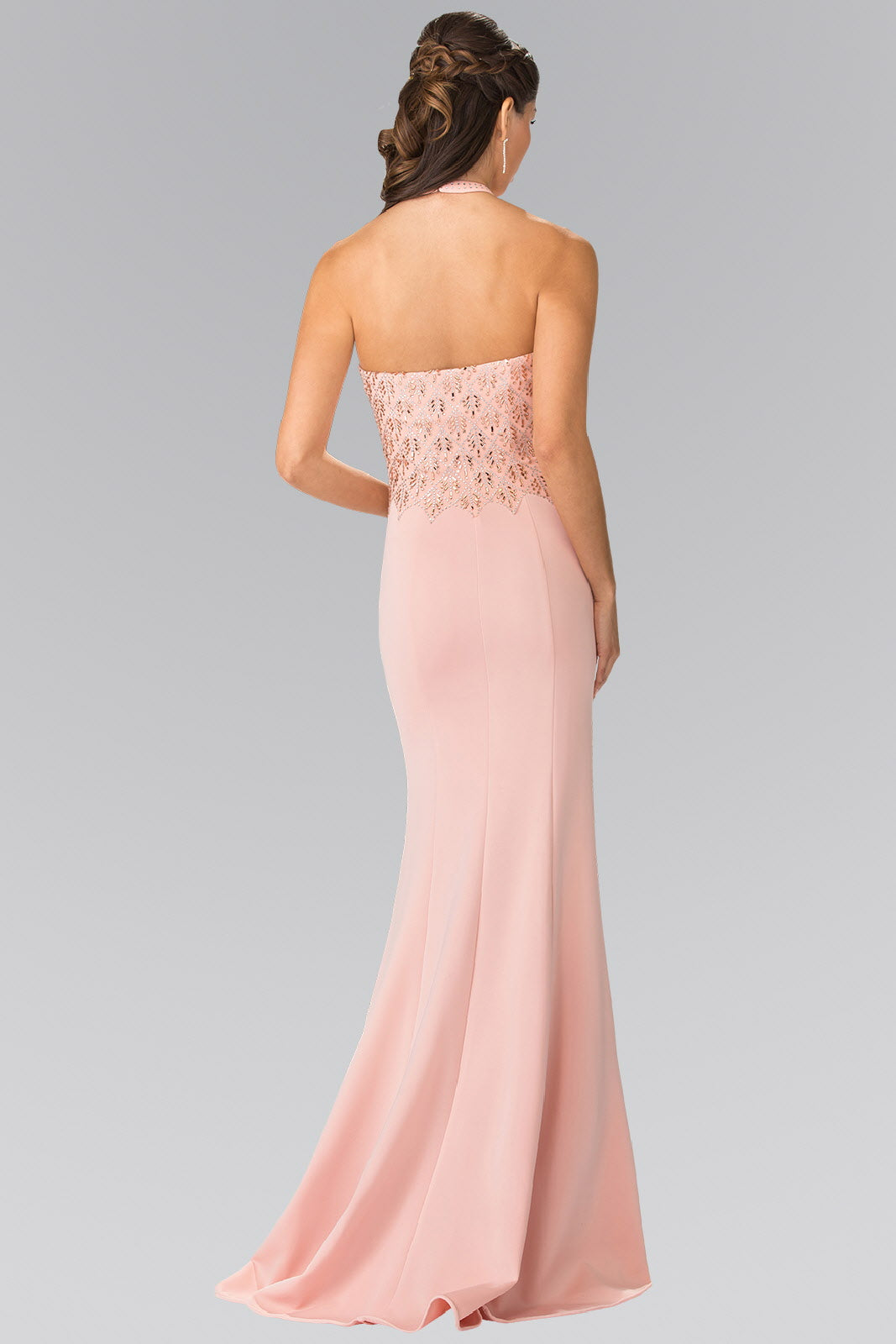 Halter-Neck Beads Embellished Bodice Long Dress