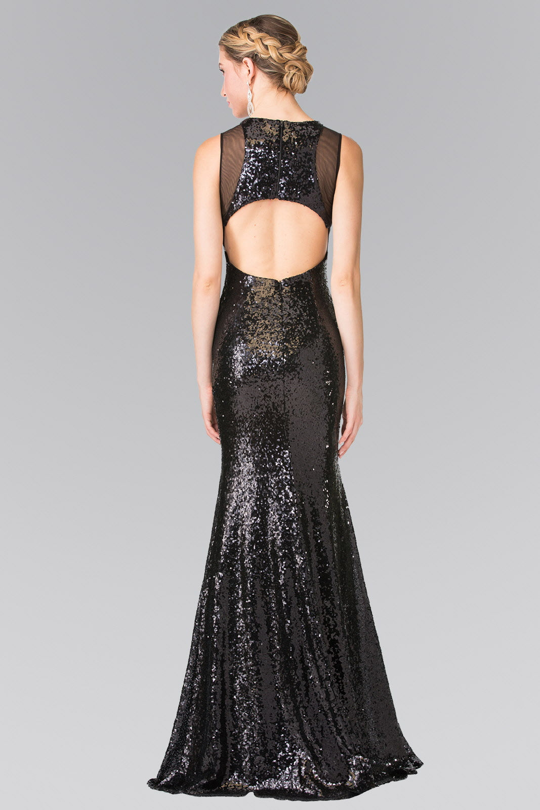 Side Sheer Cut Sequin Long Dress