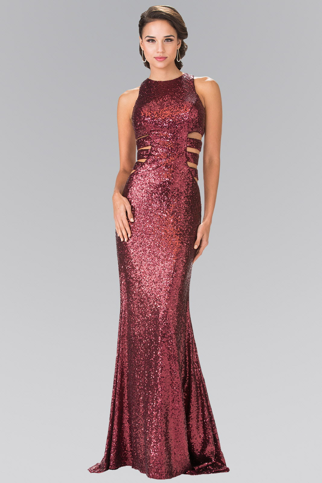 Sleeveless Sequin Long Dress with Side Cut-Out