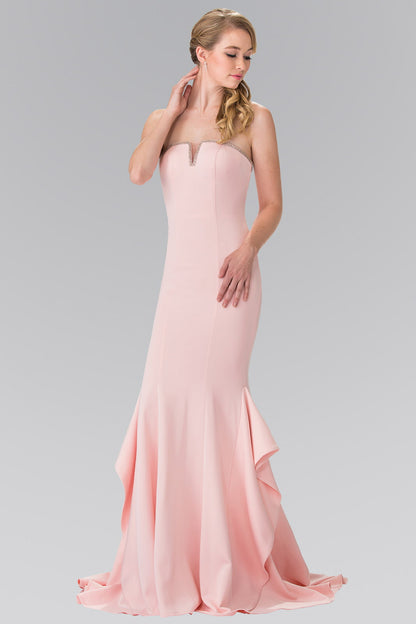 Strapless Long Dress with Beading Along The Top of The Bodice