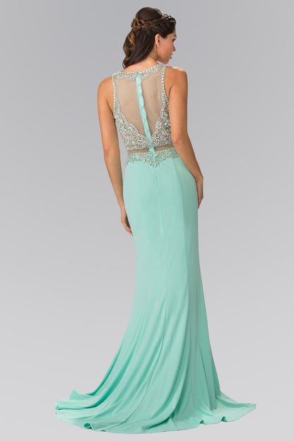 Mock Two-Piece Long Dress with Beaded Top