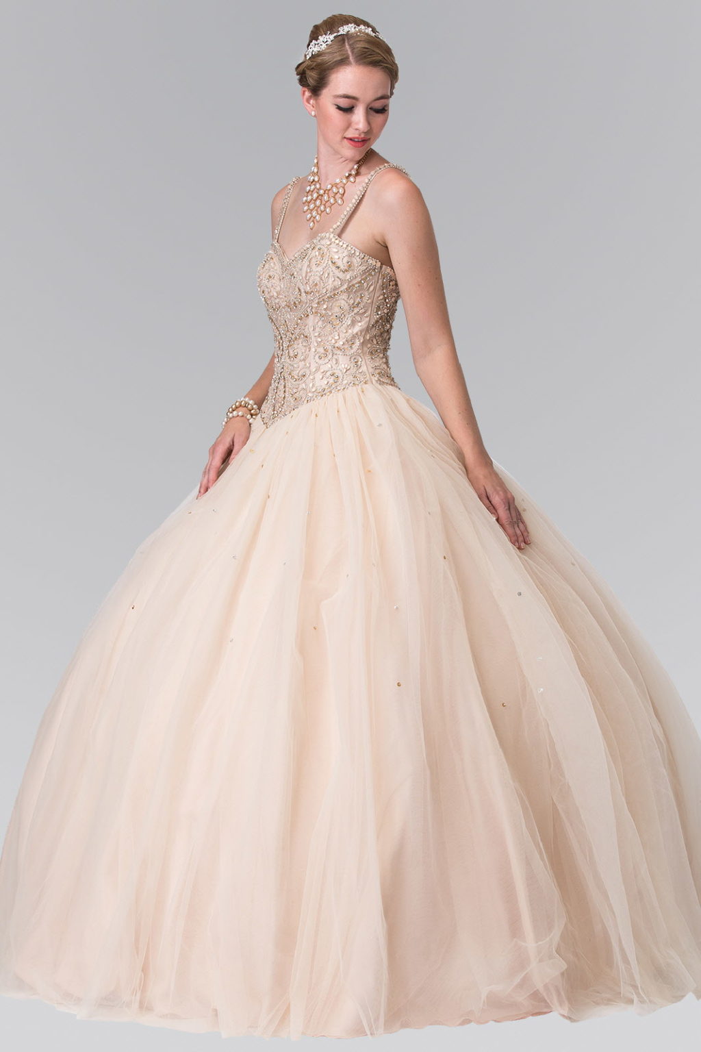 Sweetheart Neckline and Beaded Strap Quinceanera Dress (Bolero Not Included)