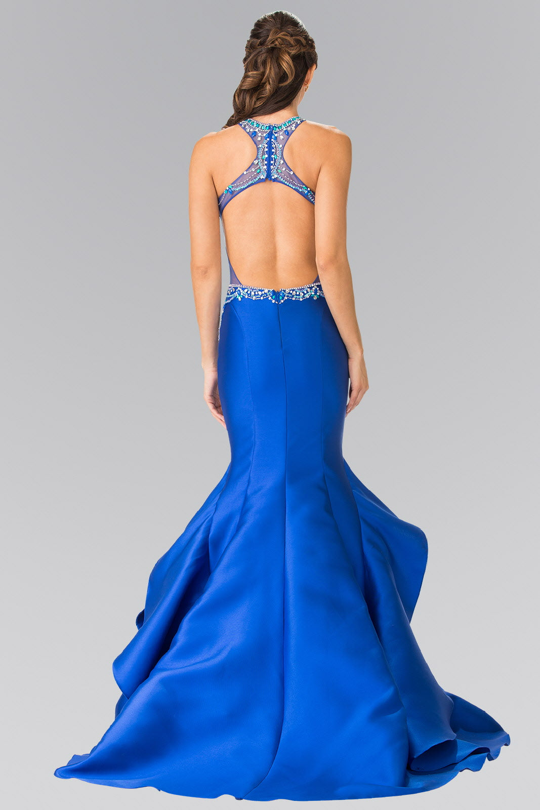 Beads Embellished Mermaid Long Dress with Cut-Out Back