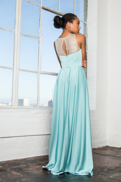 Prom Dress with Notched Scoop and Long Skirt