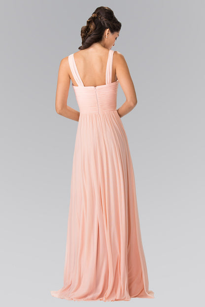 leated Bodice Bridesmaids Long Dress