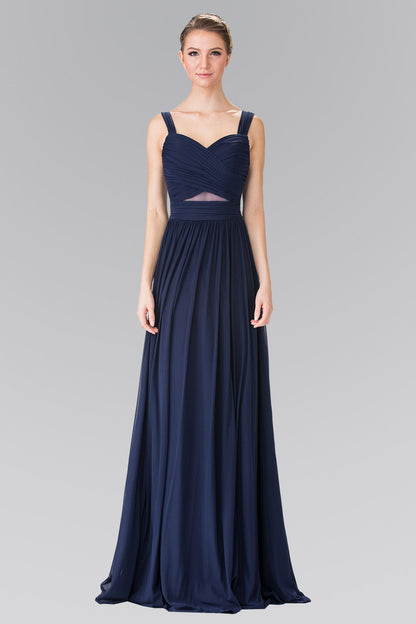 leated Bodice Bridesmaids Long Dress