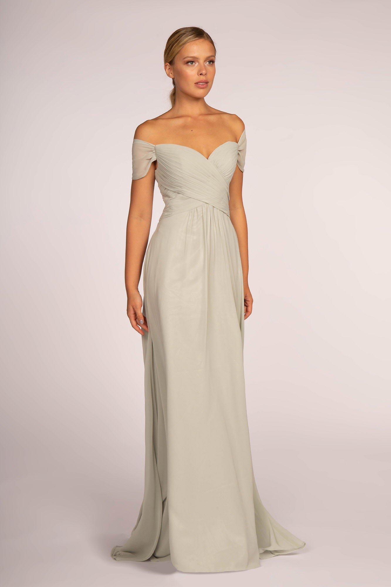 Off-the-Shoulder Chiffon Long Dress