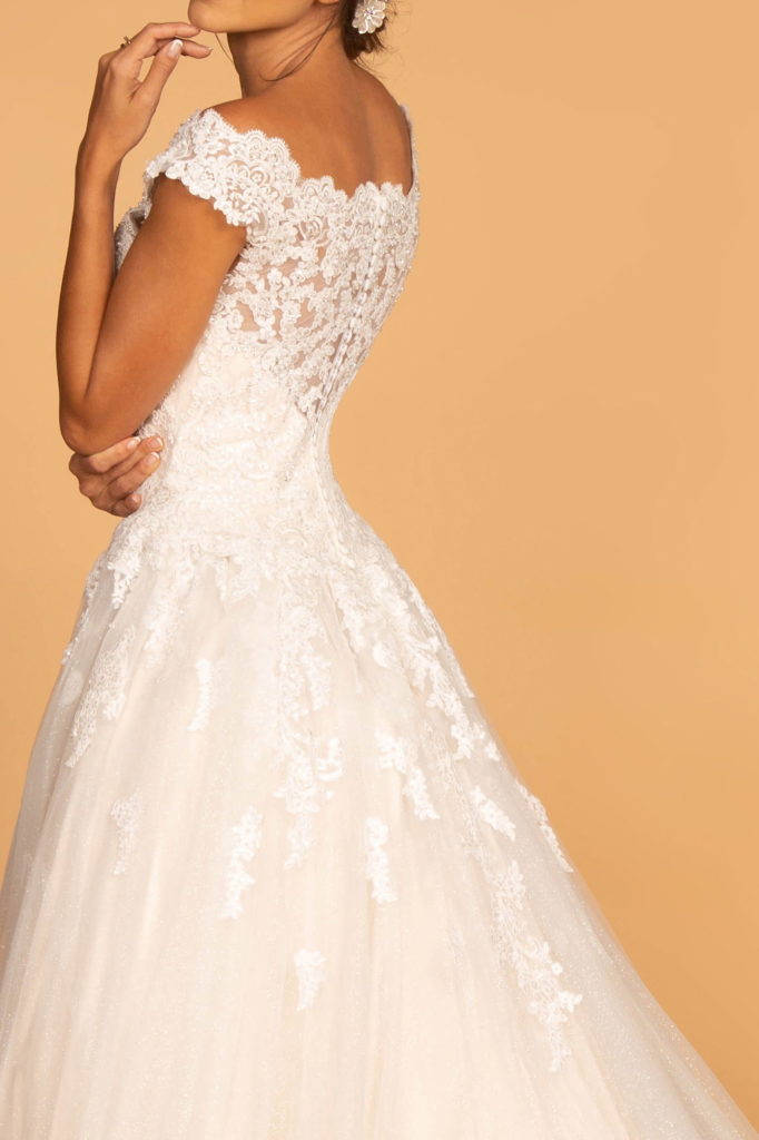 Boat-Neck Embroidered Mesh A-Line Wedding Gown