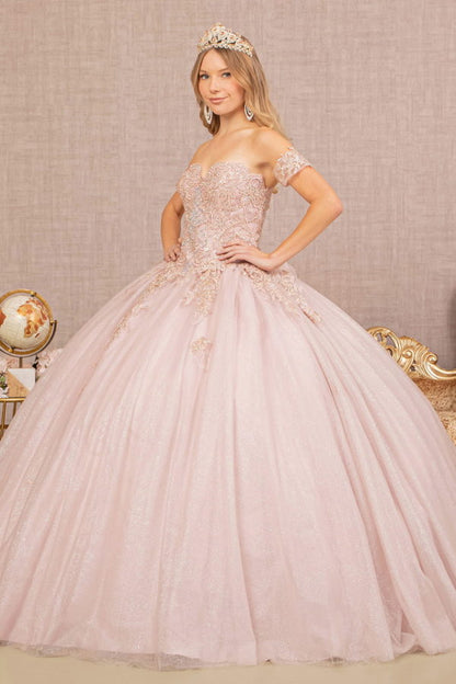 Jewel Embellished Glitter Mesh Sweethearted Ball Gown