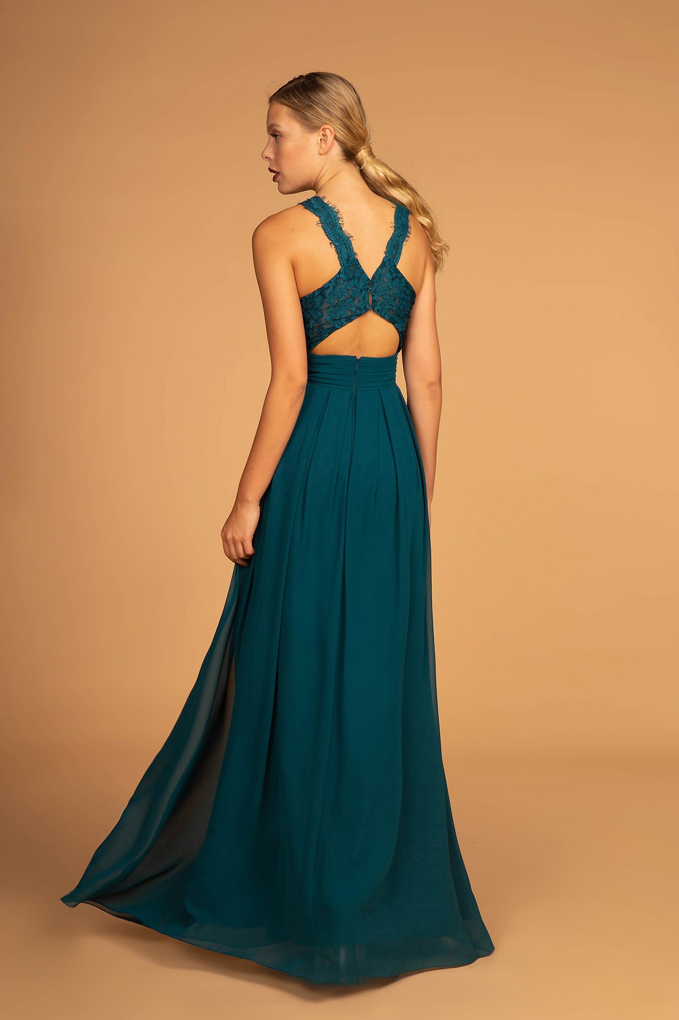 Lace-Strap Chiffon Long Dress