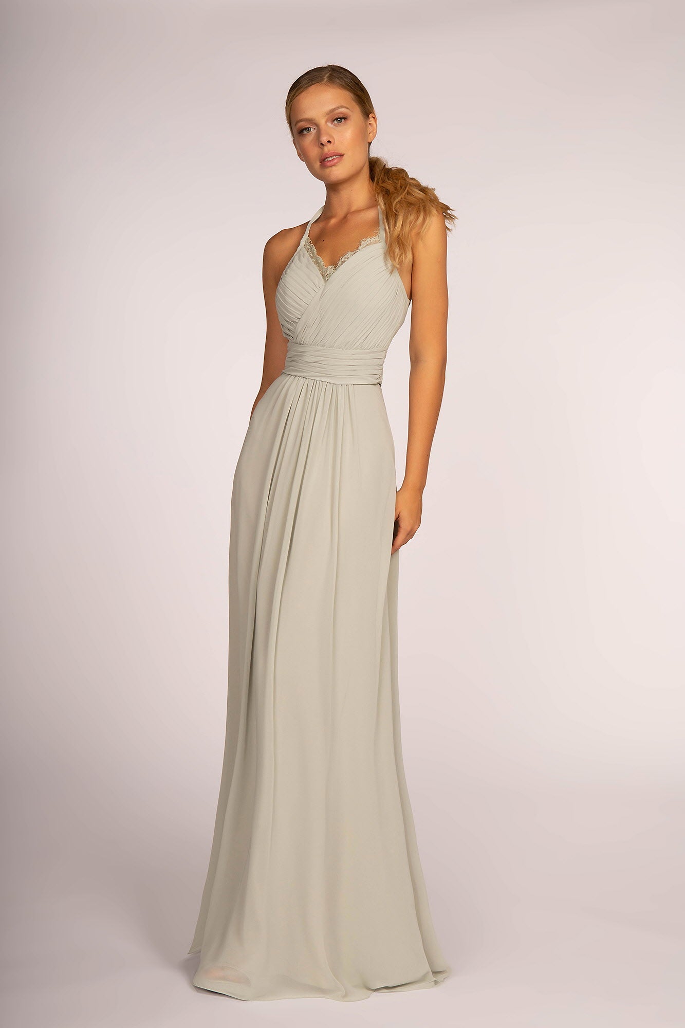 Halter Neck Chiffon Long Dress