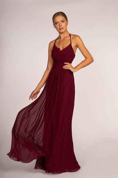 Halter Neck Chiffon Long Dress