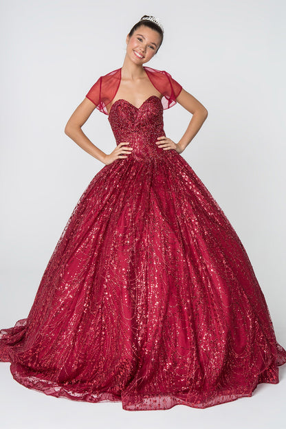 Glitter and Jewel Embellished Quinceanera Dress