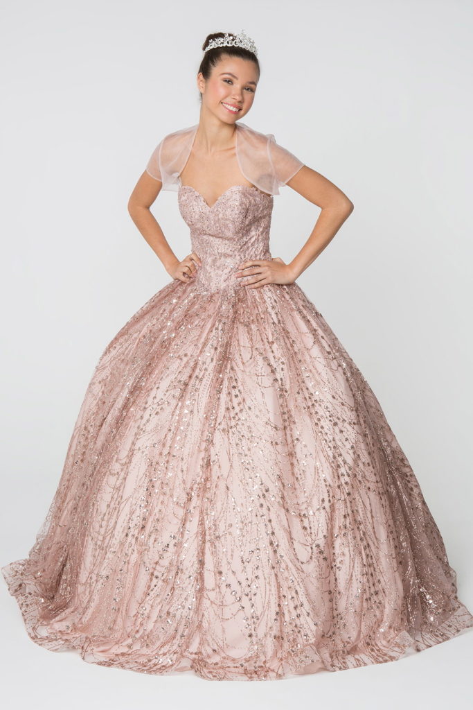 Glitter and Jewel Embellished Quinceanera Dress