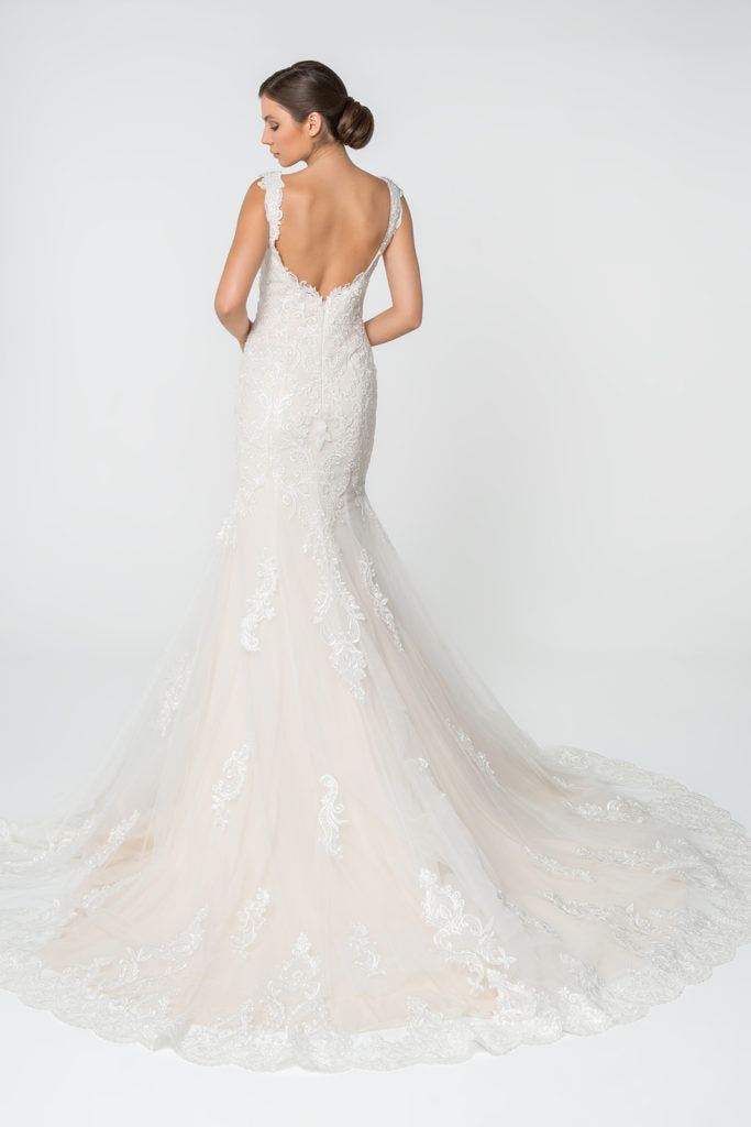 Lace and Jewel Embellished Mermaid Wedding Gown w/ Tail