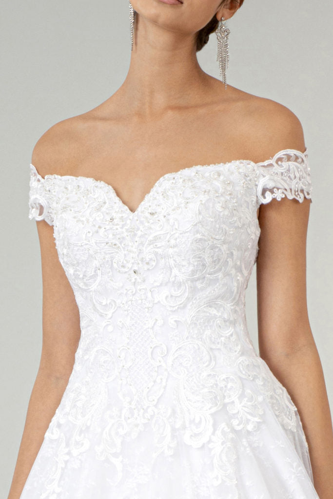 Lace Embellished Bodice A-Line Wedding Gown