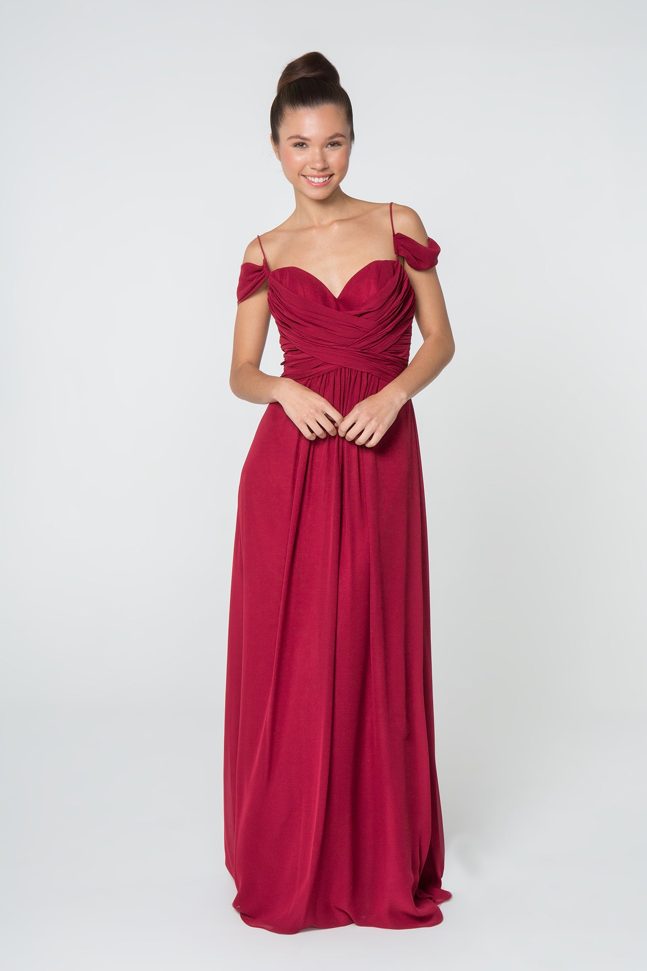 Chiffon Ruched Sweetheart Long Dress