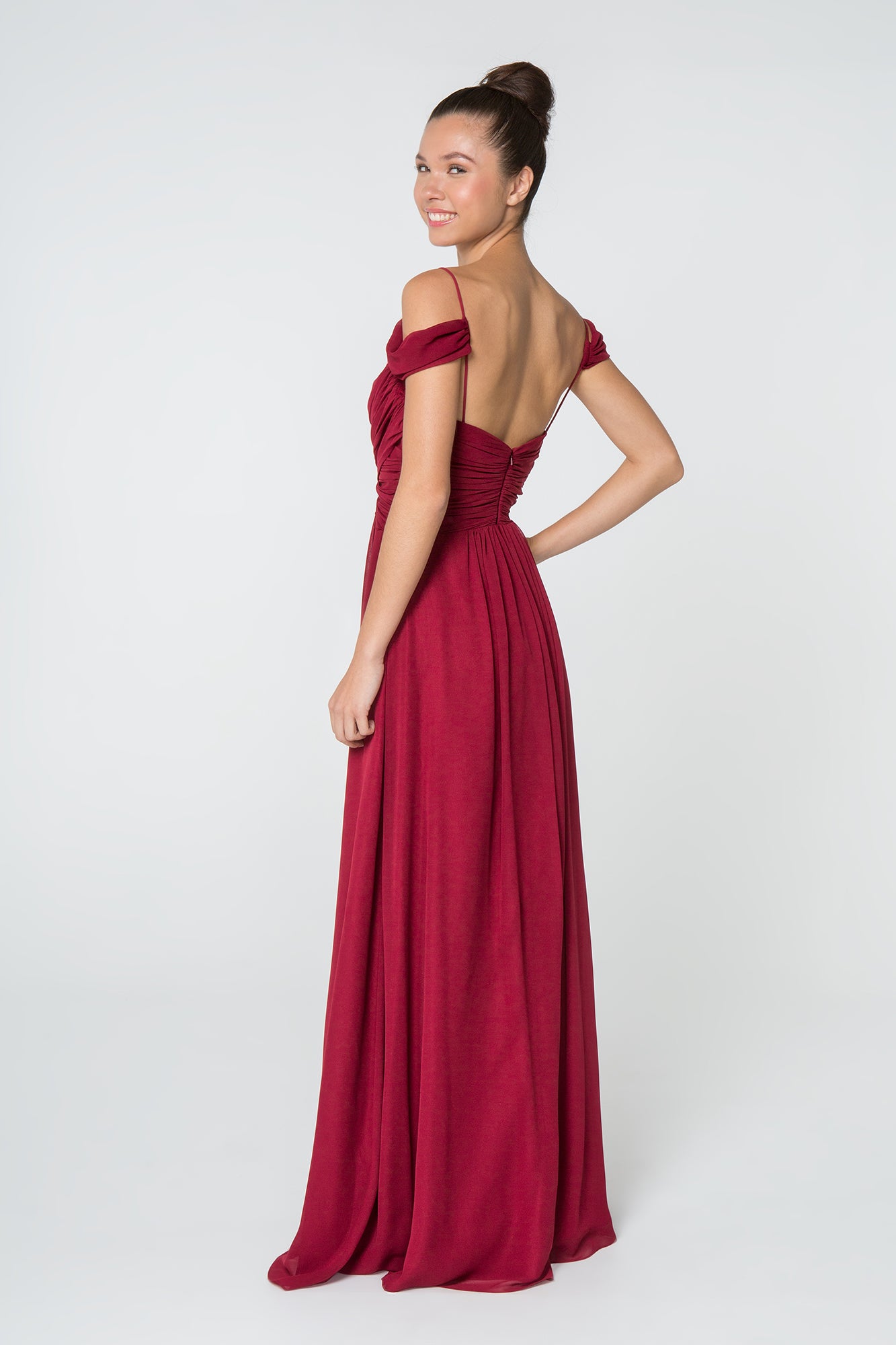 Chiffon Ruched Sweetheart Long Dress