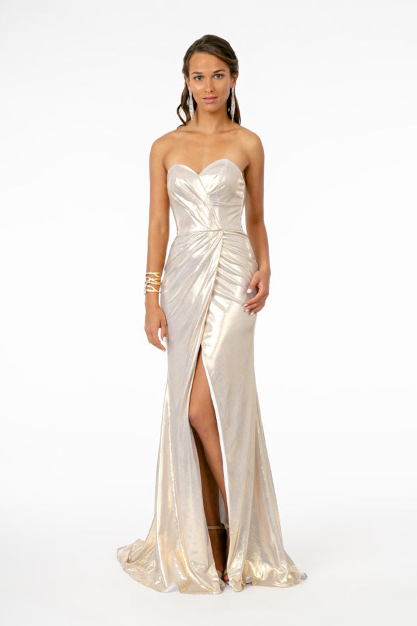 Sweetheart Ruched Mermaid Long Dress w/ Slit