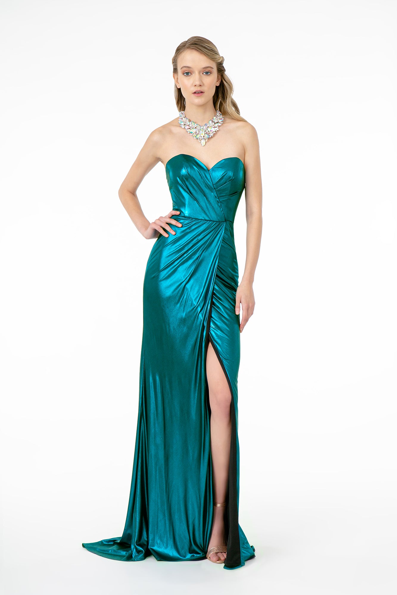 Sweetheart Ruched Mermaid Long Dress w/ Slit