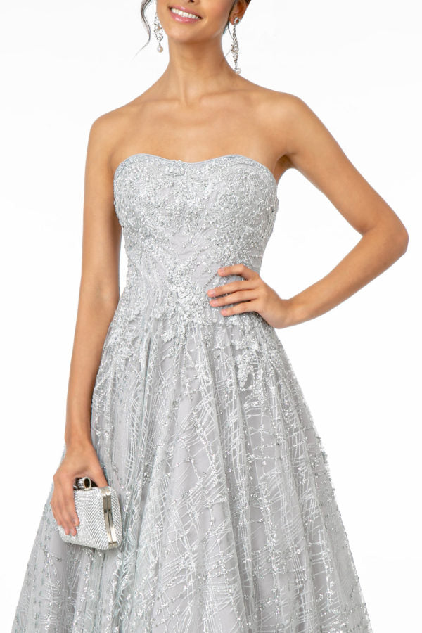 Glitter Mesh A-Line Long Dress