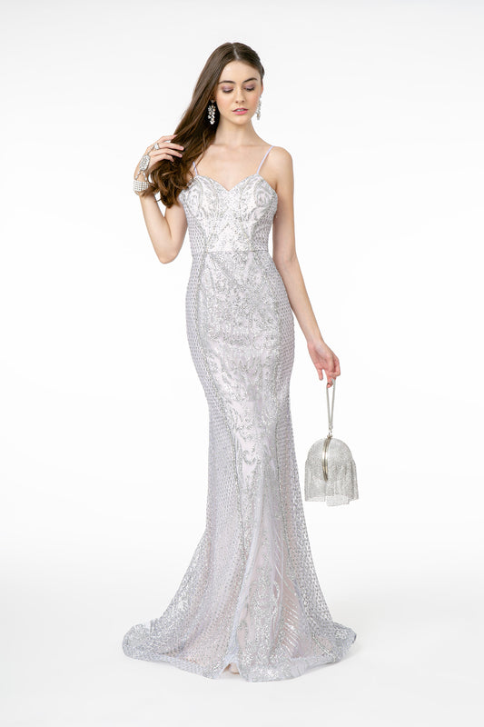 Glitter Mesh Sweetheart Mermaid Long Dress