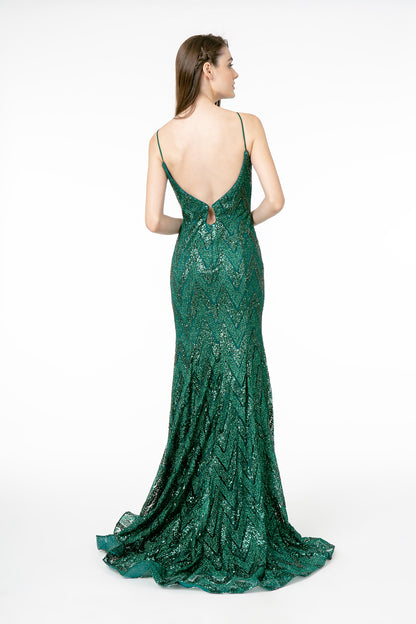 Glitter Sequin Mermaid Long Dress w/ Spaghetti Straps