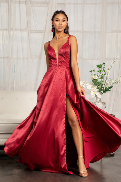 Illusion Sweetheart Neckline Satin A-line Dress w/ Lace-up Back