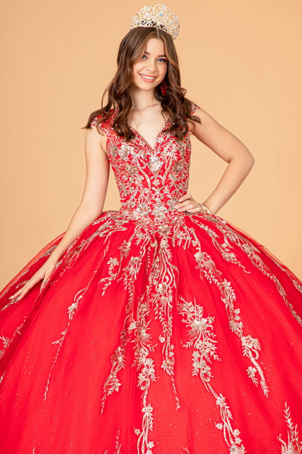 Sequin Glitter Embellished Quinceanera Dress w/ Corset Back