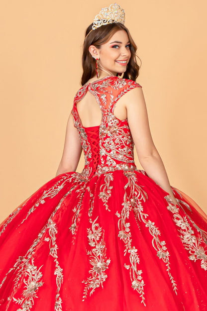 Sequin Glitter Embellished Quinceanera Dress w/ Corset Back