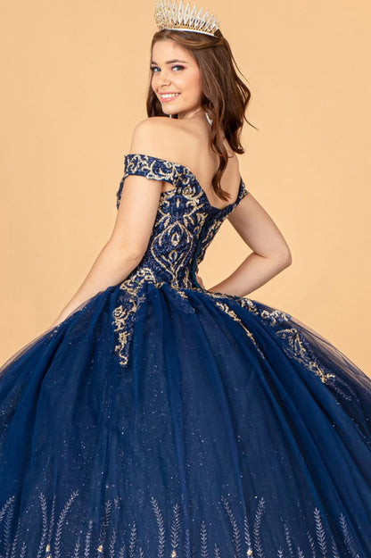 Glitter Mesh Quinceanera Dress w/ Sequin and Beads