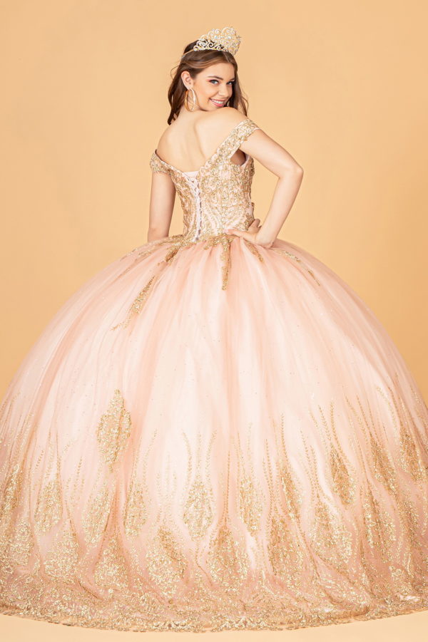 Glitter Mesh Quinceanera Dress w/ Sequin and Beads