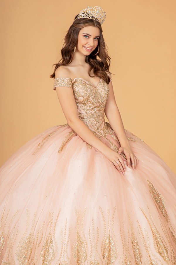 Glitter Mesh Quinceanera Dress w/ Sequin and Beads