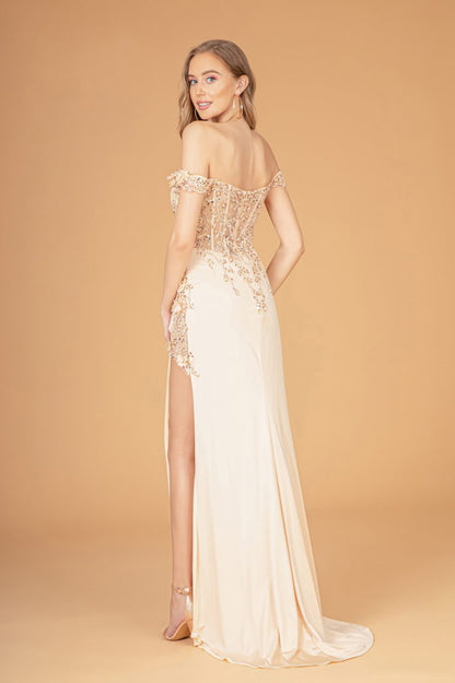 Flirtatious Off-shoulder Sheath Gown by Elizabeth K