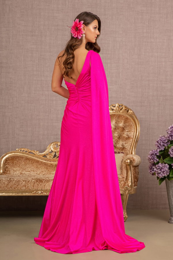 Glitter Asymmetric Ruched Side Mermaid Dress w/ Side Long Layer