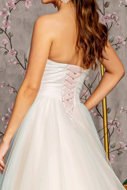 Sweethearted Strapless Mesh Layered A-Line Prom Dress