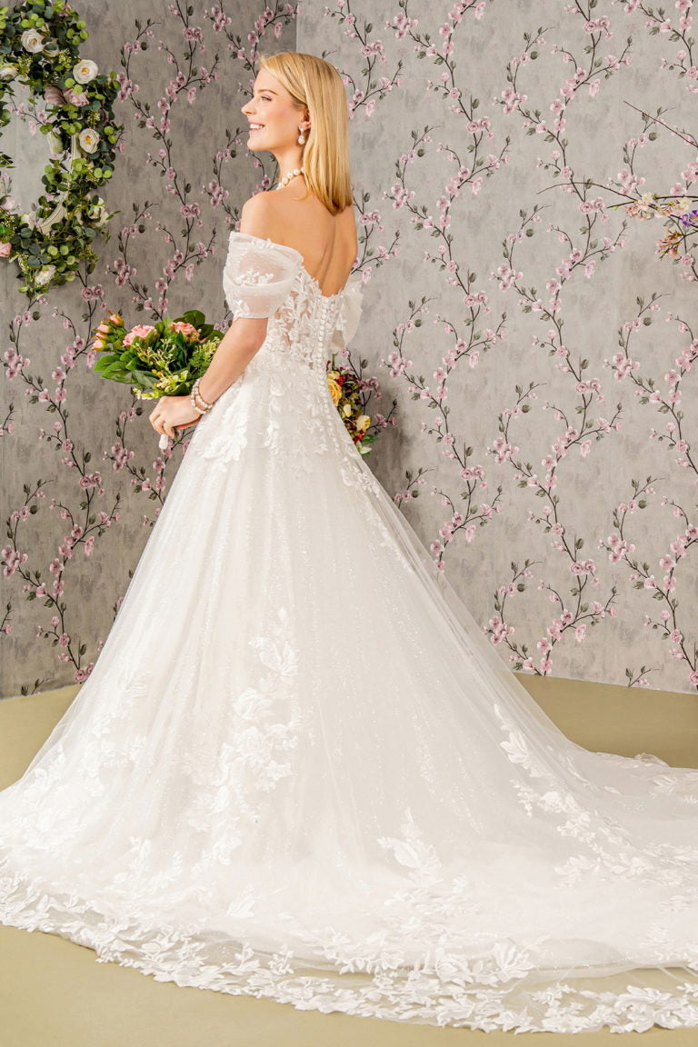 Floral Embroidery Sheer Bodice Mesh A-line Wedding Gown