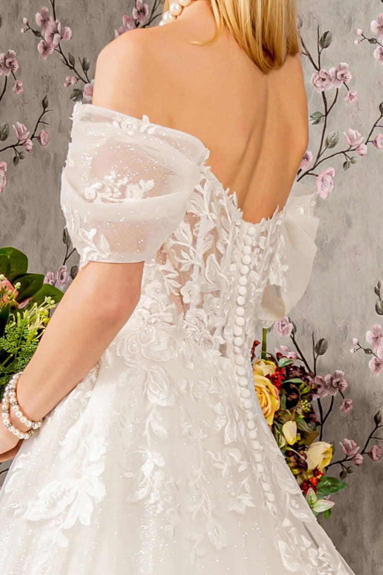 Floral Embroidery Sheer Bodice Mesh A-line Wedding Gown