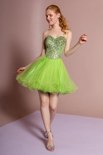 Sweetheart Tulle Short Dress with Jewel Embellished Bodice